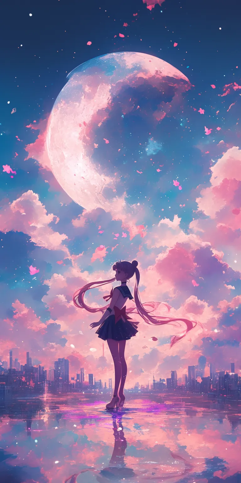 cute sailor moon wallpaper sky, sakura, lockscreen, moon, madoka