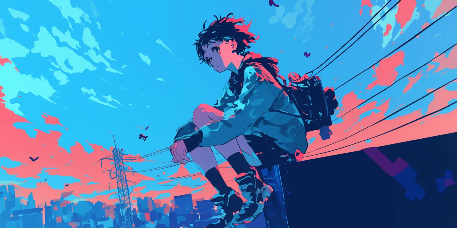 90s anime aesthetic wallpaper flcl, akira, lofi, stray, 3440x1440