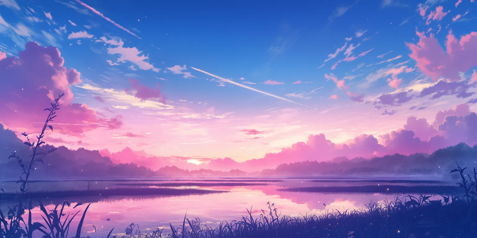 purple anime background 2560x1440, 3440x1440, sky, sunset, scenery