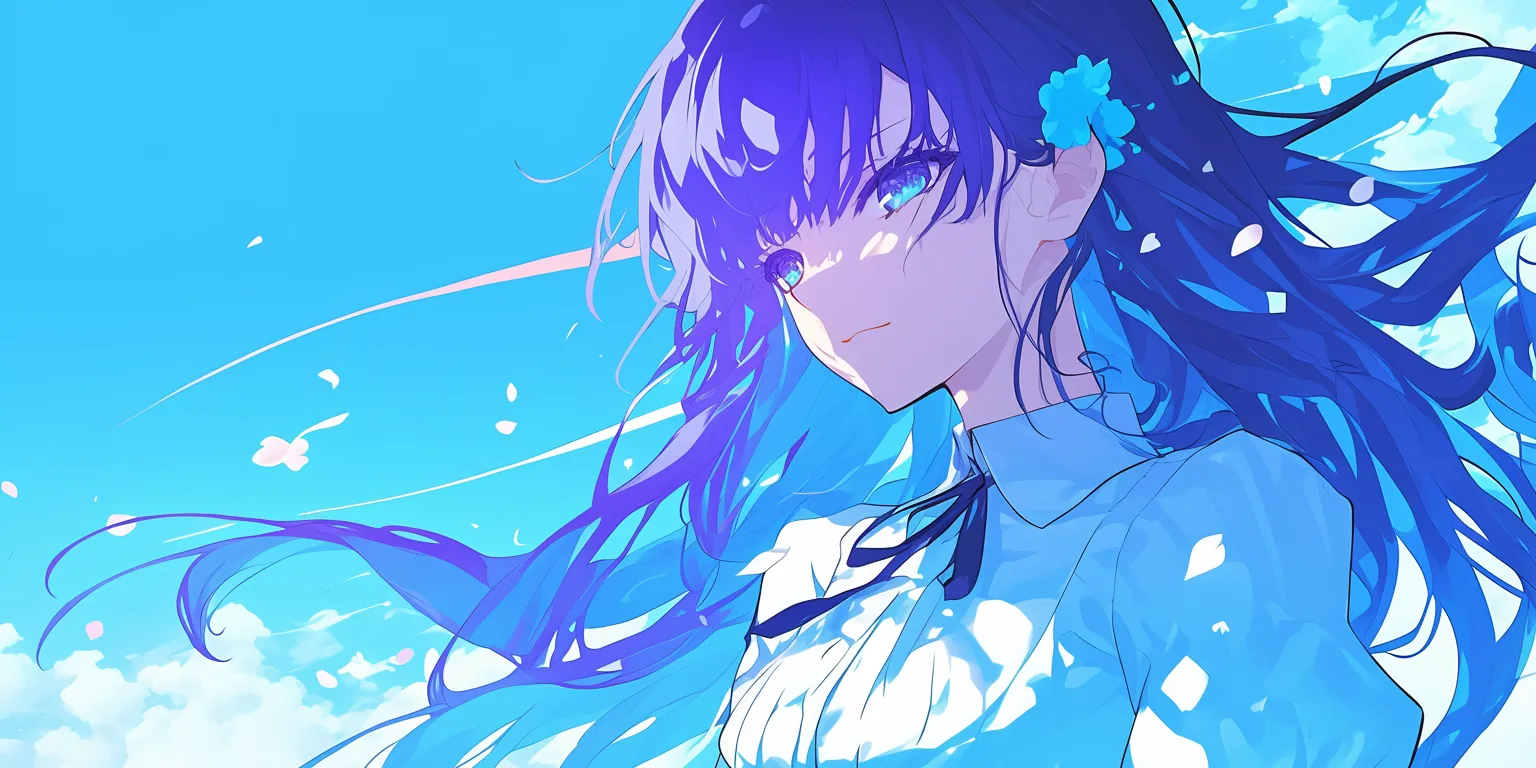 anime lock screen ciel, aqua, hatsune, blue, 1920x1080