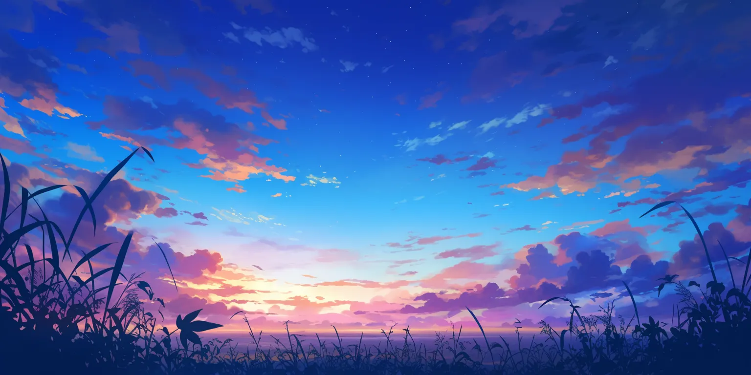 anime background night sky, evergarden, ciel, champloo, 3440x1440