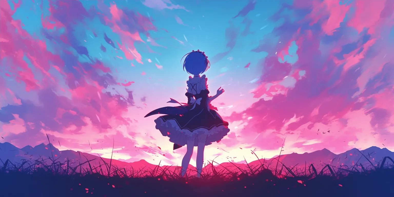 rem re zero wallpaper mirai, ghibli, rem, sky, madoka