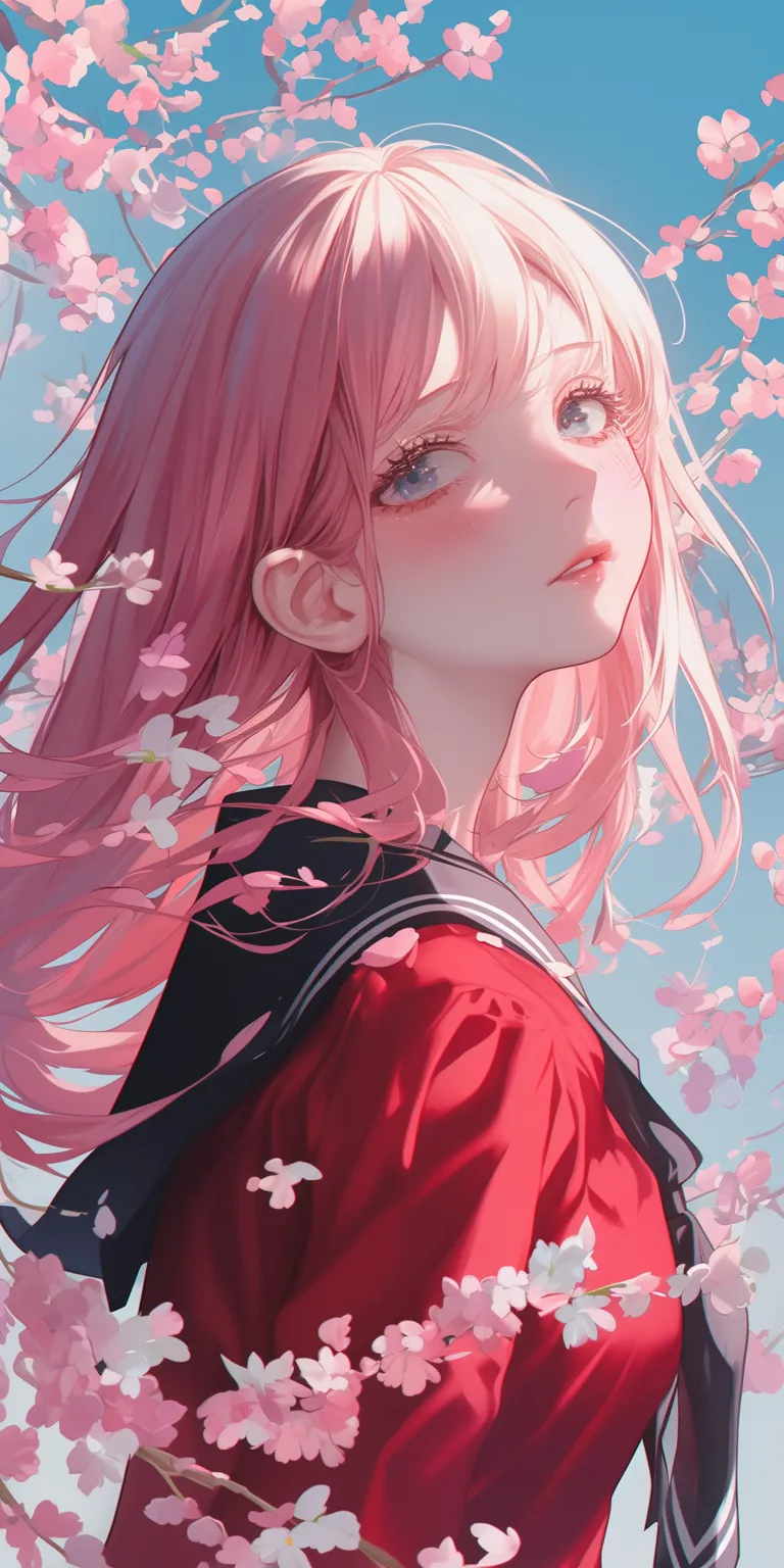 pink anime wallpaper sakura, blossom, haru, nishimiya