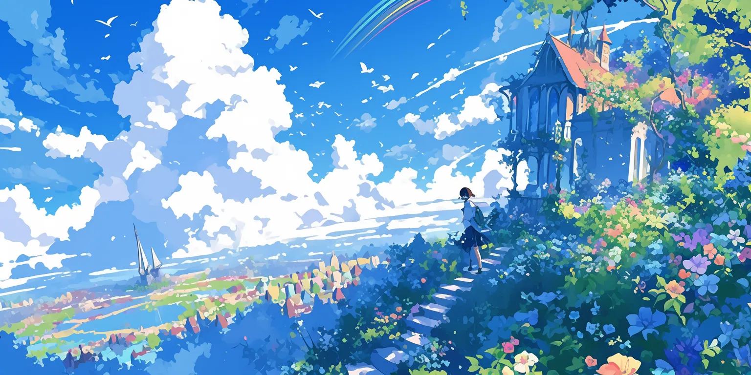 kawaii anime wallpaper ciel, ghibli, sky, scenery, wonderland