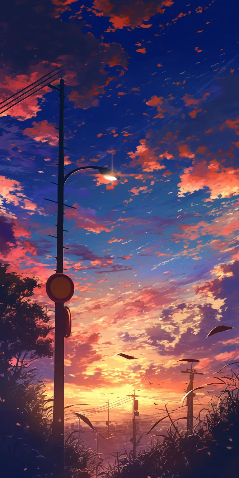 anime background wallpaper flcl, sky, sunset, 3440x1440, lofi