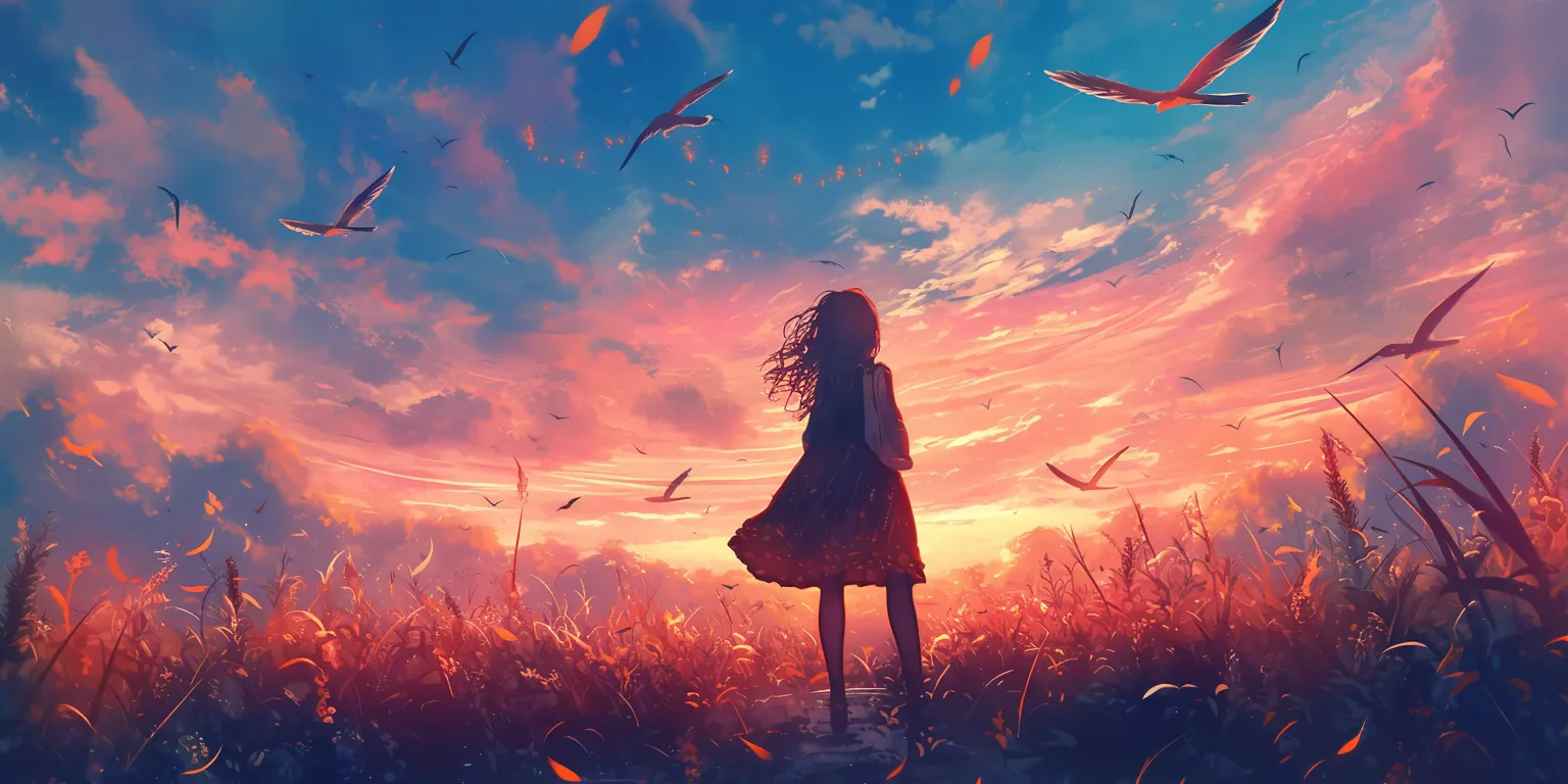 beautiful anime wallpaper sky, sunset, mirai, 2560x1440, 1920x1080