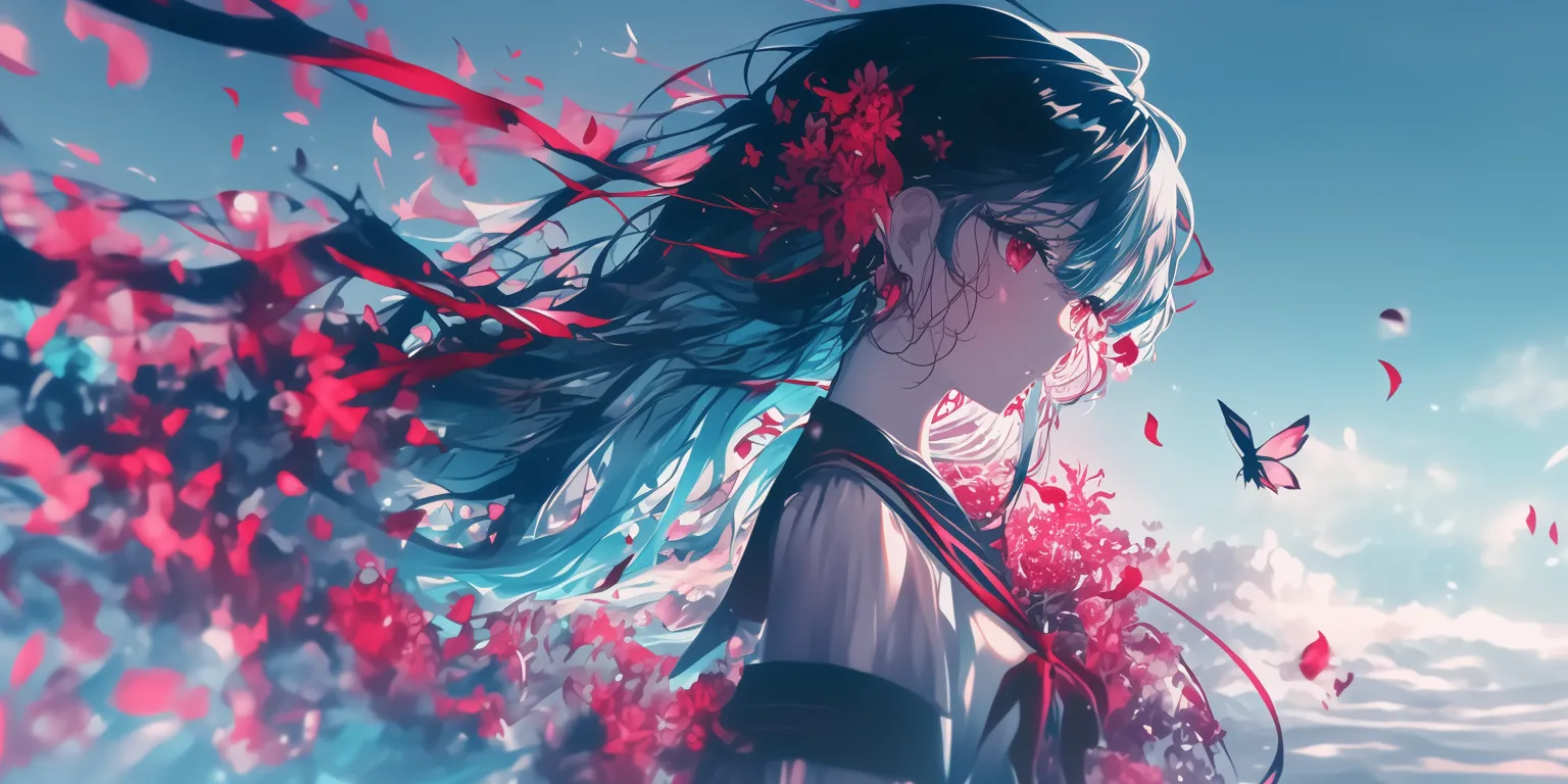 red wallpaper anime inuyasha, yumeko, akame, blossom, nezuko