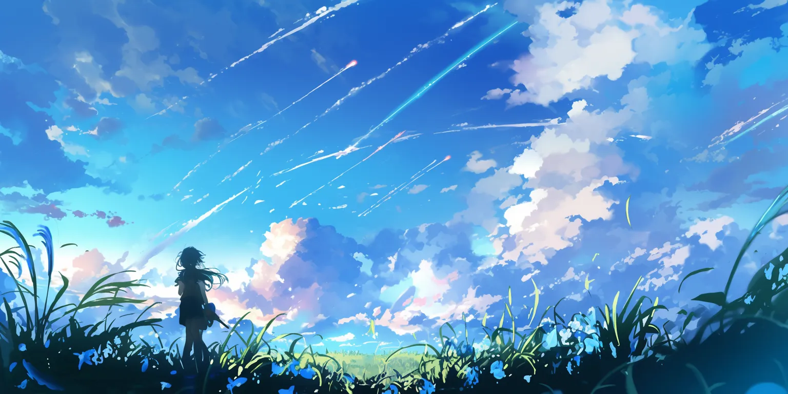 moving anime wallpaper sky, field, ciel, 2560x1440, backgrounds