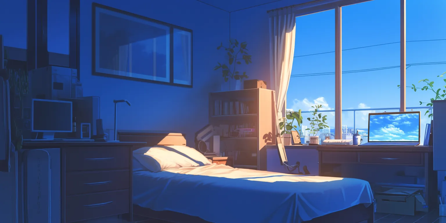 anime bed background bedroom, lofi, room, aesthetic