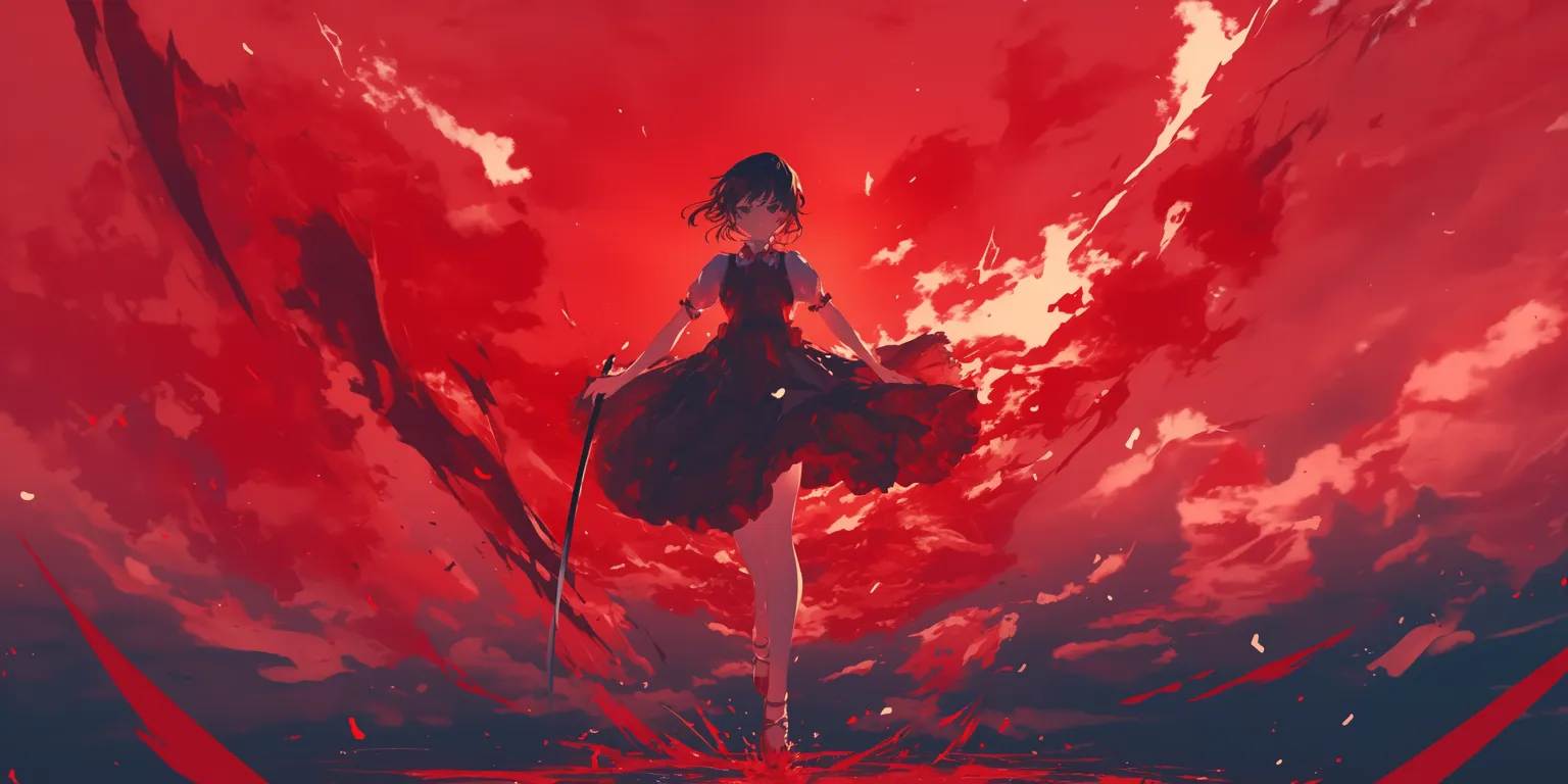 red anime wallpaper rwby, akame, yumeko, touka, 1366x768