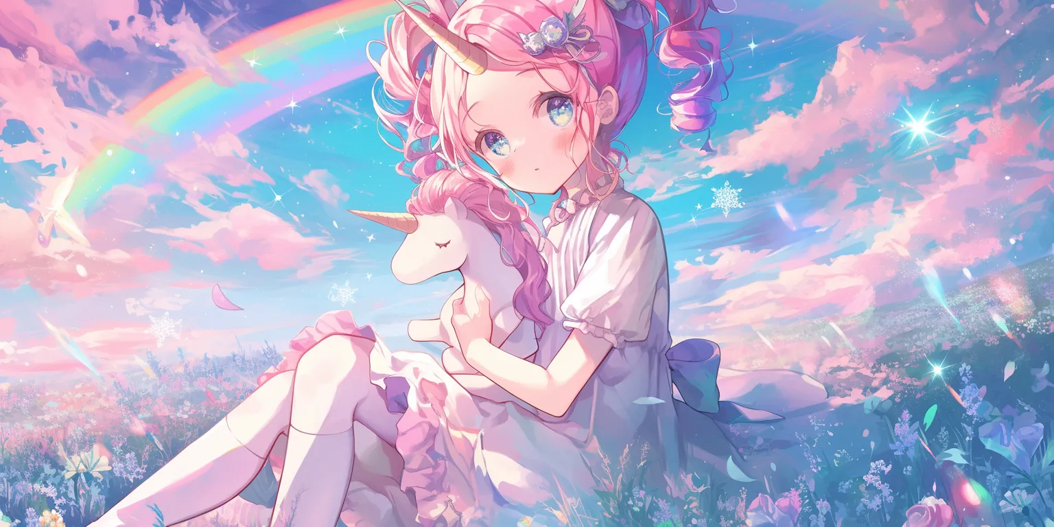 unicorn wallpaper cute unicorn, madoka, ponyo, kawaii, 2560x1440