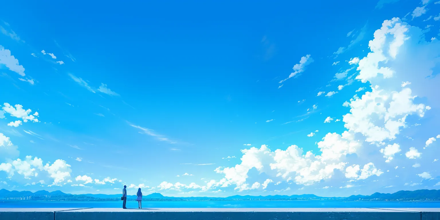 manga panel wallpaper 3440x1440, 2560x1440, sky, ocean, yuru