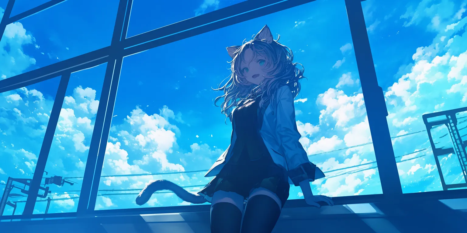 anime cat wallpaper sky, 1920x1080, 2560x1440, 3440x1440, flcl