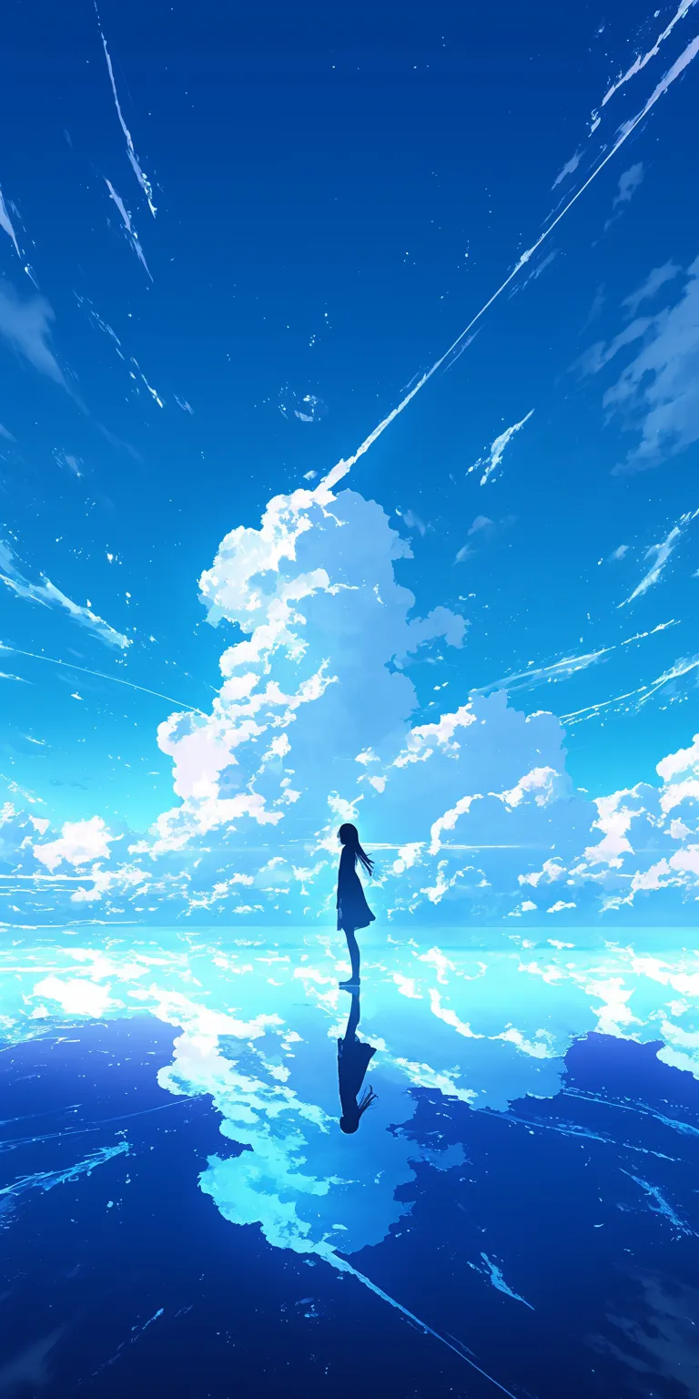 blue anime wallpaper sky, ciel, ocean, hyouka, flcl