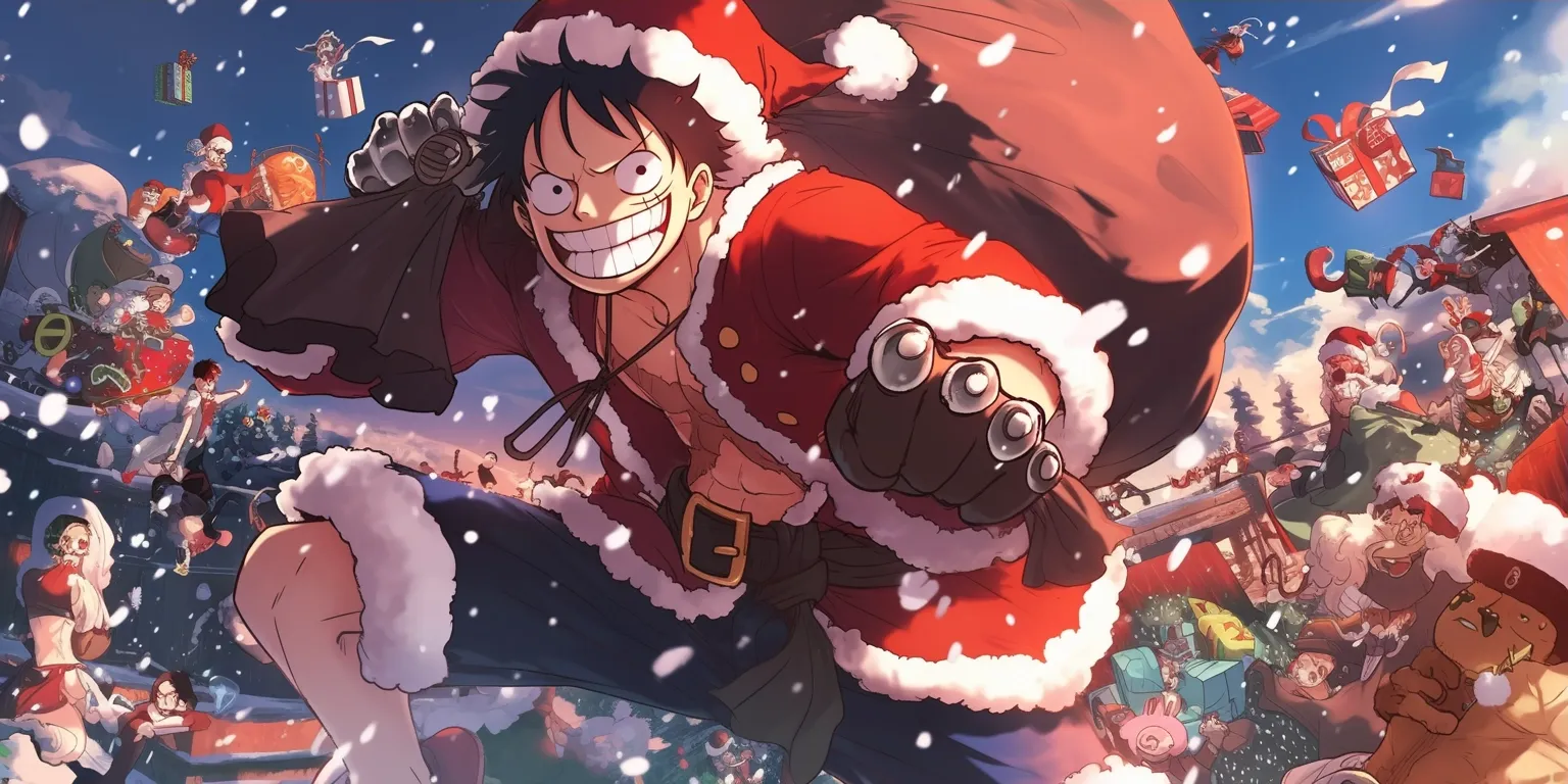 one piece christmas wallpaper whitebeard, luffy, shanks, wano, kimetsu