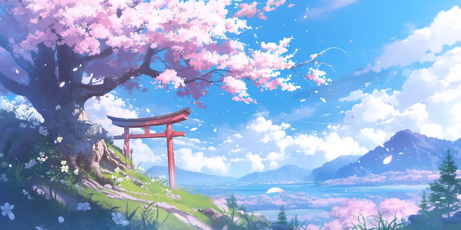 cherry blossom anime wallpaper sakura, evergarden, backgrounds, scenery, kamisama