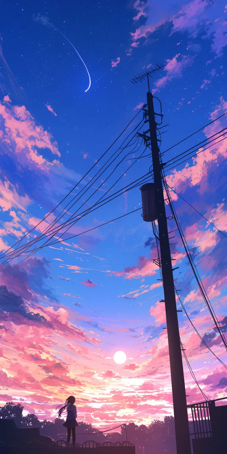 anime background hd flcl, lofi, sky, 3440x1440, sunset