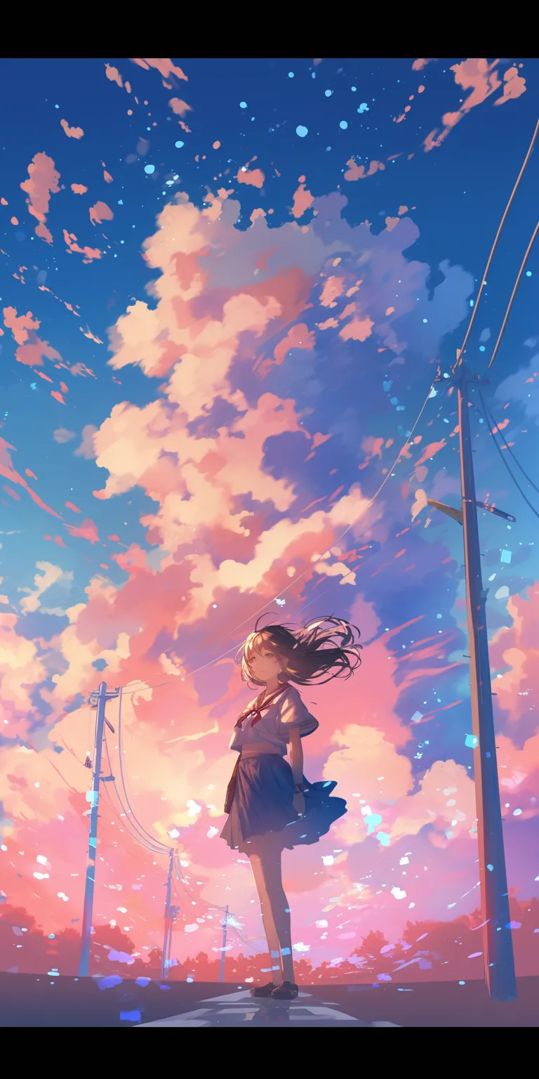 8k anime wallpaper sky, sakura, ghibli, lockscreen, sunset