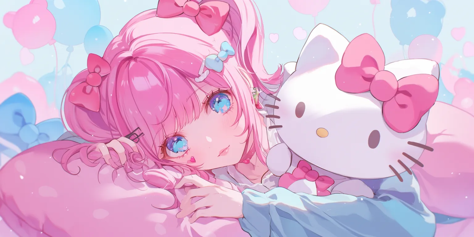 hello kitty cute wallpaper kawaii, vtuber, kitty, pink, 2560x1440