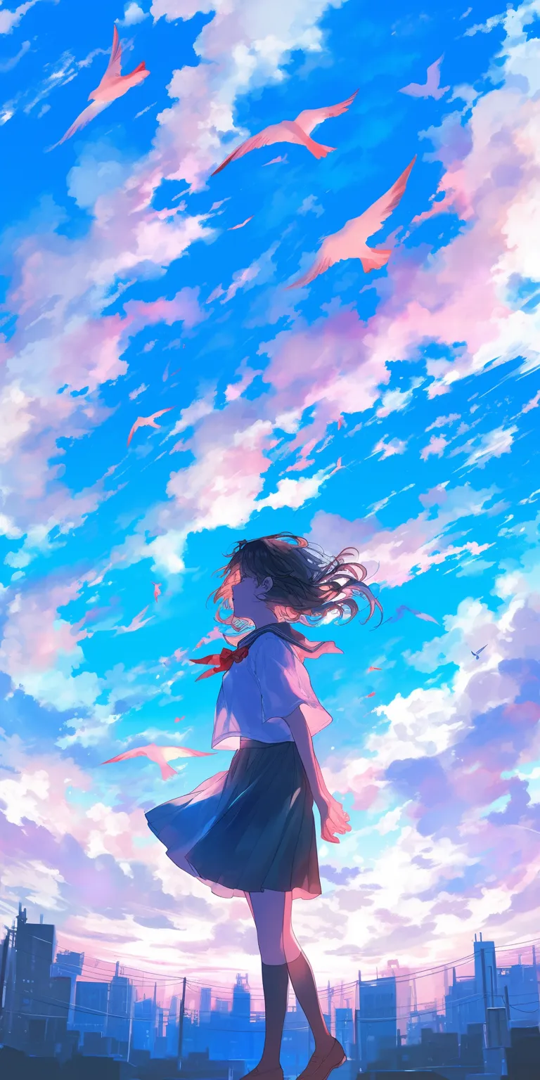 moving anime wallpaper sky, ghibli, lockscreen, flcl, ocean