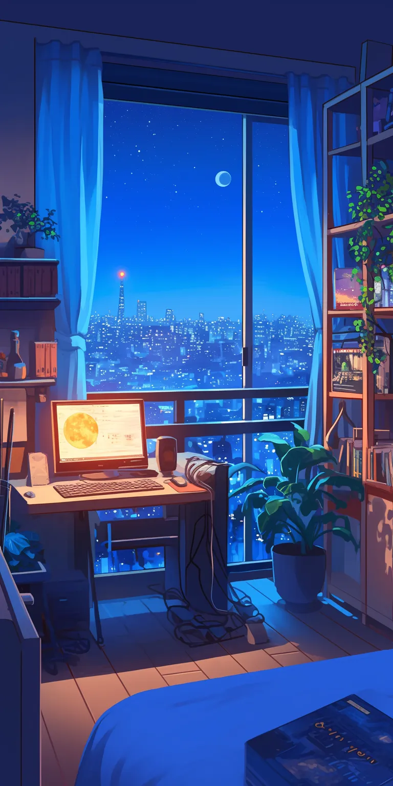 anime bedroom background lofi, windows, desktop, room, computer