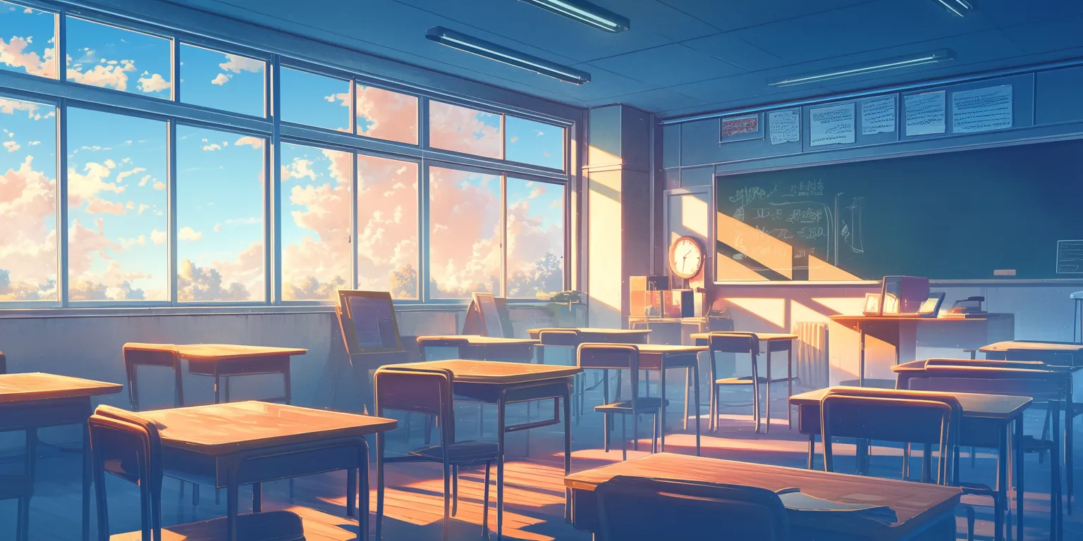 anime classroom background classroom, lofi, backgrounds, 3440x1440, hyouka