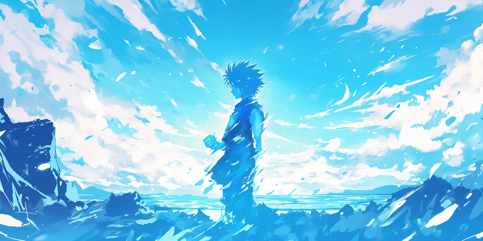 hunter x background ocean, killua, champloo, blue, sky