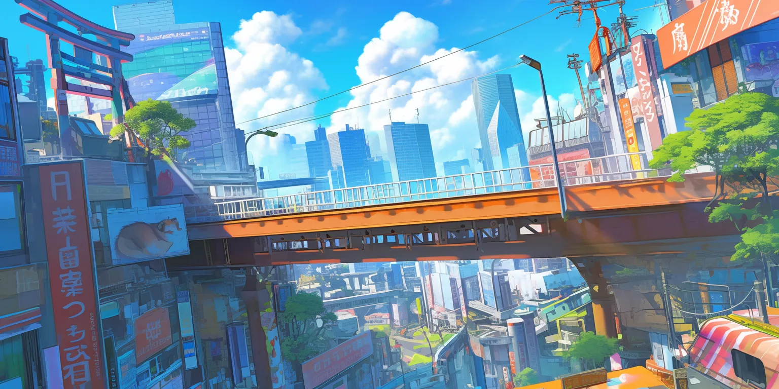 anime city wallpaper city, flcl, backgrounds, tokyo, 3440x1440