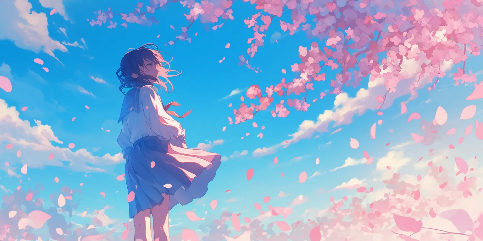 cherry blossom anime wallpaper sakura, blossom, 2560x1440, 1920x1080, sky